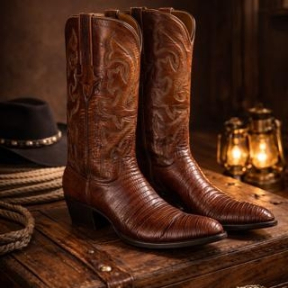 RARE VTG! Lucchese Classic Lizard Boots W/FREE 3D LEATHER WALLET TODAY ONLY! - Picture 3 of 16